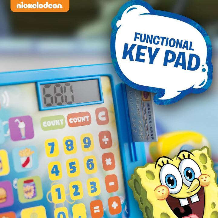 Spongebob Cash Register Play Set - Krusty Krab Cash Register - Includes Toy Cash Register and Realistic Play Food Items with Pretend Food and Play Money