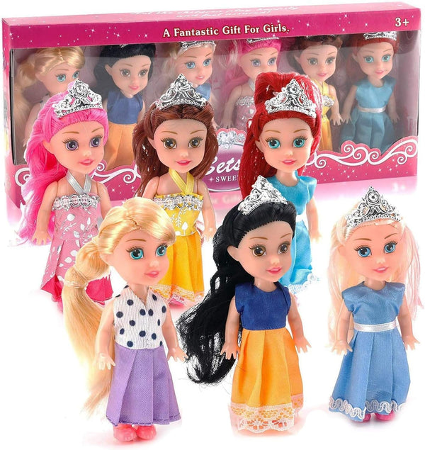 Little Royal Princess Toddler Dolls with Dresses, Girls Imaginative Pretend Play Small Dolls Party Favors Collection (Princess)