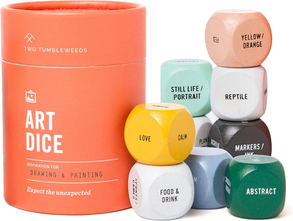 Art Dice - Drawing & Painting Game for Adults, Artists & Teachers - Set of 9 Dice for Creative Inspiration - Drawing Prompts for Studio and Classroom - Gift for Artist - 1+ Players