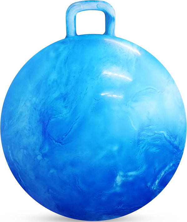 Hopper Ball with Handle for Kids 20-Inch (50Cm) Bouncy Balls for Kids, Blue Jumping Ball for Kids Kangaroo Hippity Hop Balls, Sit and Spin Bouncing Ball with Handle Bounce Ball for Kids with Hand Pump