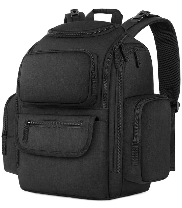 Diaper Bag Backpack, Multifunctional Dad Diaper Bag with 2 Side Insulated Pockets, Travel Water Resistant Baby Diaper Backpack for Men Women with Stroller Straps, Black
