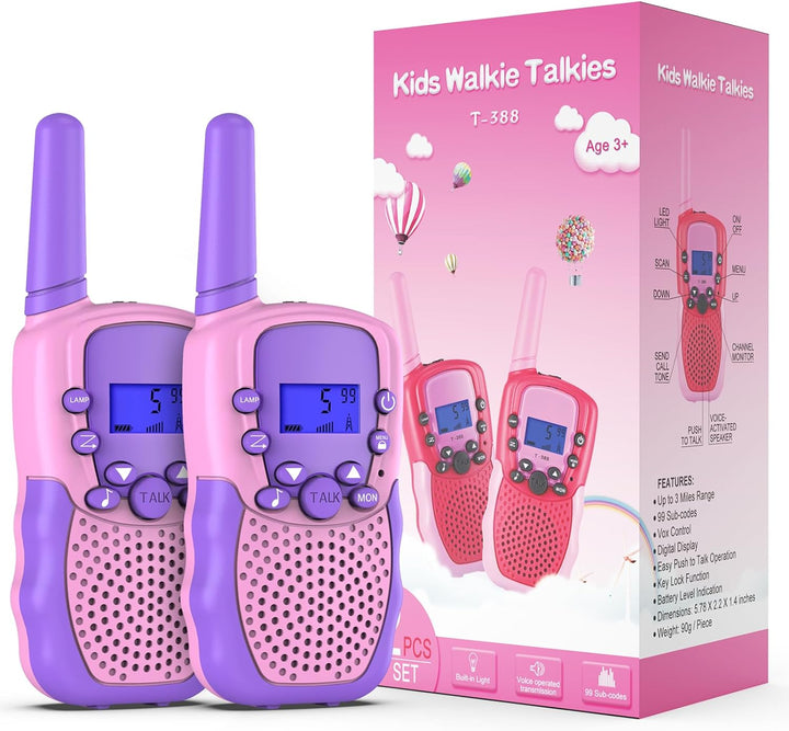 Toys for 3-12 Year Old Boys Girls, Walkie Talkies for Kids 22 Channels 2 Way Radio Toy with Backlit LCD Flashlight, 3 Miles Range for Outside, Camping, Hiking