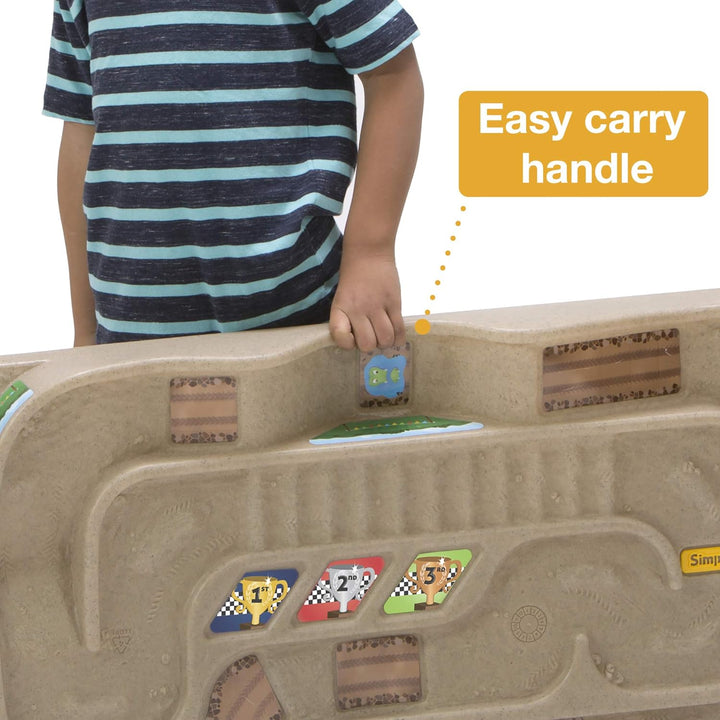 Portable Carry and Go Kids Race Track Toy Car Train Table, 2-Sided No Assembly for Children 3 4 5 6 7 Years Old Boys Girls, Made in USA