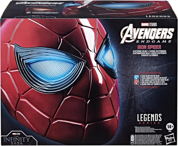 Marvel Legends Series Iron Spider Electronic Helmet with Glowing Eyes, 6 Light Settings and Adjustable Fit , Red