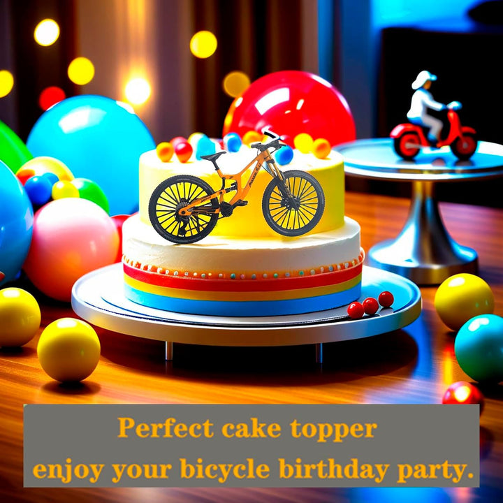 1:8 Scale Mountain Bike Toy DS Die-Cast Mini Finger Bicycle Model Toy Bicycle Figurine Desktop Decoration DH Alloy Bike Action Figurine Toy for Cake Topper Crafts (Yellow)