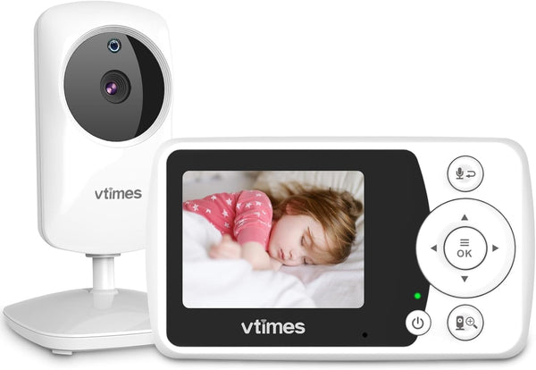 Baby Monitor with Camera and Audio, Video Baby Monitor No Wifi Night Vision 2.4" LCD Screen Portable Baby Camera Monitor Alarm Lullaby Temperature Sensor and 1000Ft, Ideal for Baby/Elderly/Pet