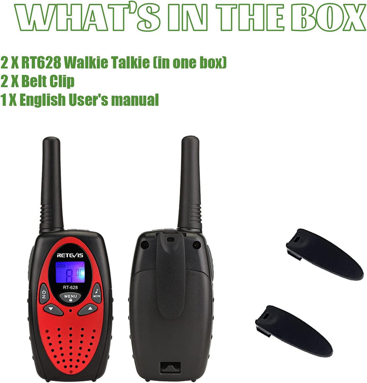 RT628 Walkie Talkies for Kids,Toys Gifts for 6-12 Years Old Boys Girls,Long Range 2 Way Radio 22CH Vox,Birthday Gift,Family Walkie Talkie for Camping Hiking Indoor Outdoor