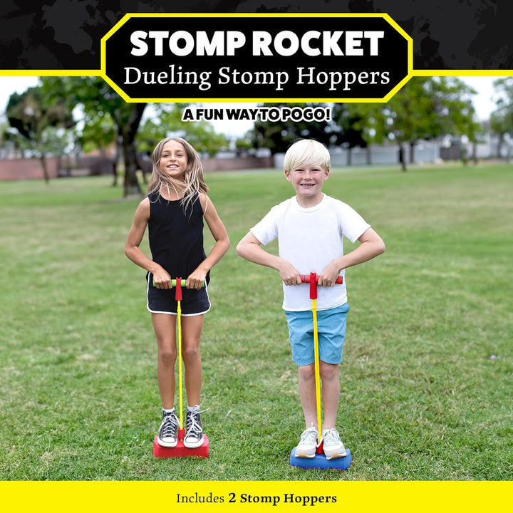 Dueling Stomp Hopper - Jump, Bounce & Squeak Foam POGO Jumper for Kids - Toddler Pogo Stick with Soft Grips & Stretchy Bands - STEM Indoor & Outdoor Toys for 3-5 Year Olds