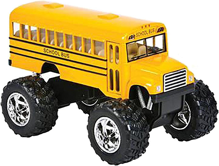 5" Monster School Bus Die Cast Metal Model, Pullback Action Toy Monster Truck