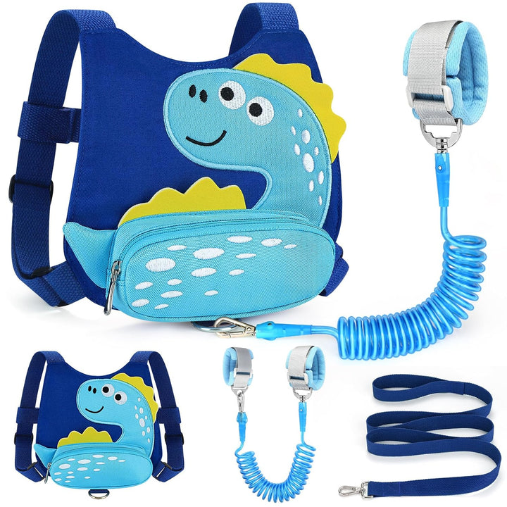 Toddler Harness Leash with anti Lost Wrist Link, Cute Dinosaur Kids Harnesses Children Leashes, Baby Walking Harness Keep Child Close Wristband Strap for Boys Travel