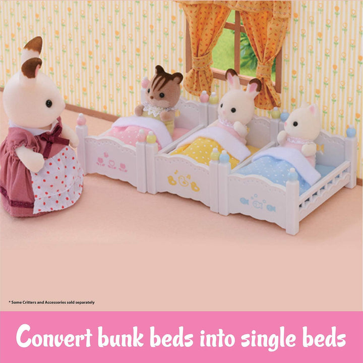 Triple Baby Bunk Beds - Dollhouse Furniture Set for Ages 3+