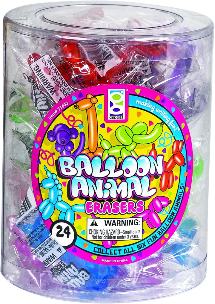 Balloon Eraser Animals Tub of 24, (71633)