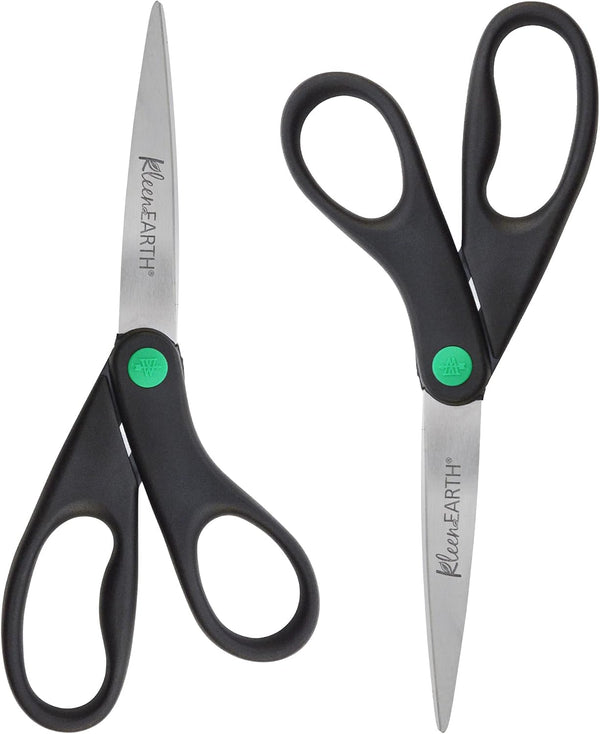 15179 8-Inch Kleenearth Recycled Scissors for Office and Home, Black, 2 Pack
