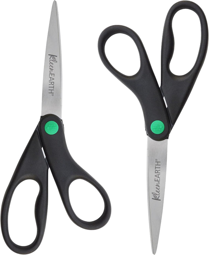 15179 8-Inch Kleenearth Recycled Scissors for Office and Home, Black, 2 Pack