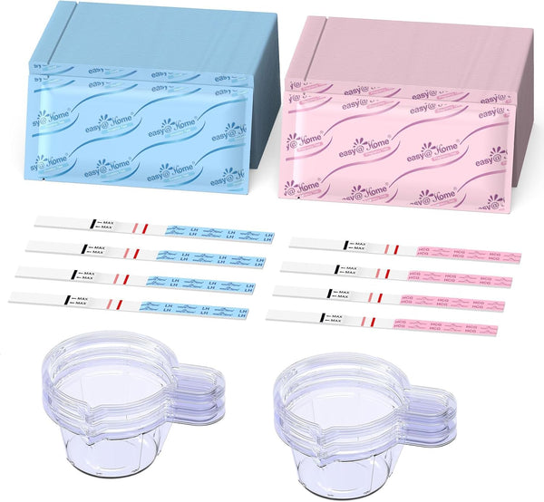 Ovulation & Pregnancy Test Strips Kit: 25 Ovulation Tests 10 Pregnancy Tests & 35 Large Urine Cups - Powered by Premom Ovulation APP | 25LH + 10HCG + 35 Urine Cups