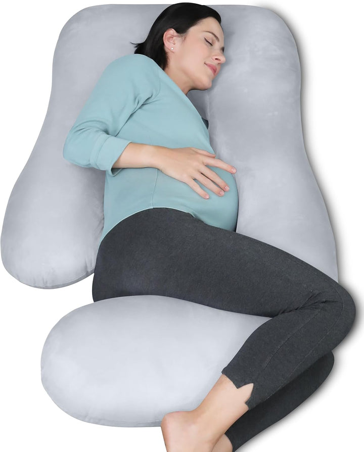 Pregnancy Pillows for Sleeping - U Shaped Full Body Maternity Pillow with Removable Cover - Support for Back, Legs, Belly, HIPS - 57 Inch Pregnancy Pillow for Women - Grey