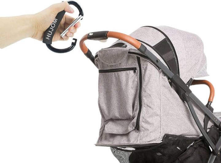 Stroller Hooks 2 Pcs Large Carabiner Clips for Hanging Diaper Bags, Purse Grocery, and Shopping Bags. Heavy Duty Universal Climbing Clips Best Mommy Accessories for Outdoor, Camping and Hiking.