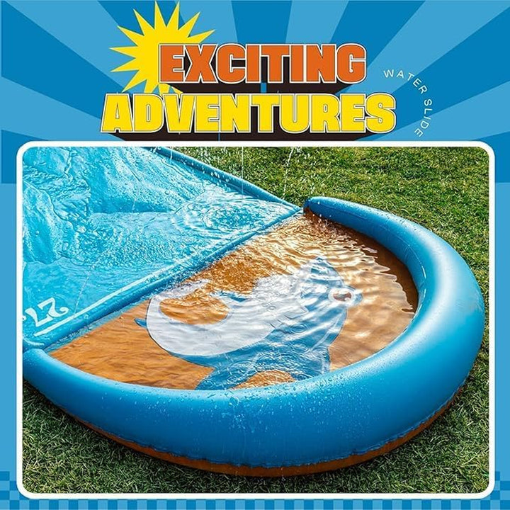 31.5FT Slip Water Slide, Extra Long Slip Lawn Water Slides for Kids Adults Backyard with 2 Inflatable Bodyboards and Sprinkler, Summer Outdoor Water Toys