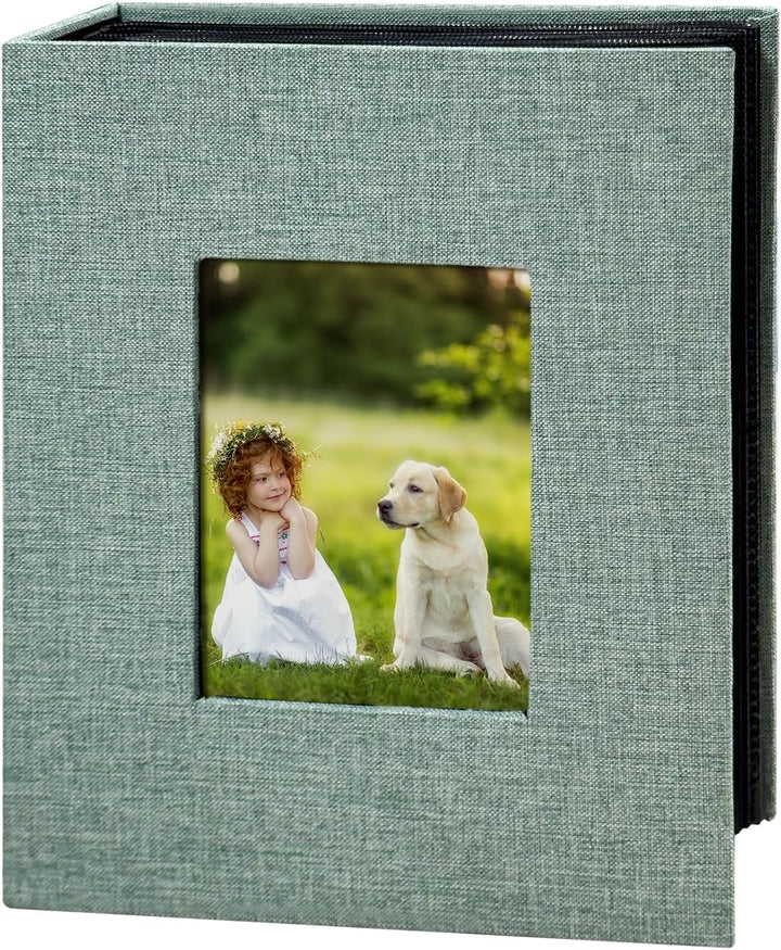 Photo Album 4X6 100 Pockets, Linen Cover Top Loader Vertical, Slip-In Picture Grey Pockets Albums for Wedding, Family, Anniversary, Baby, Vacation