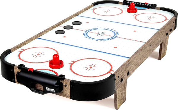 40 Inch Table Top Air Hockey Game for Kids - AC Outlet Powered Motor – Oak or Black