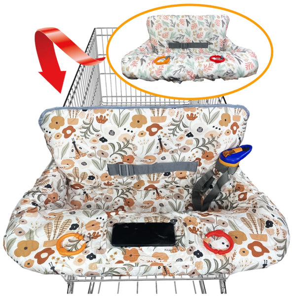 Shopping Cart Cover for Baby Grocery Cart Cover for Baby Boy and Baby Girl, High Chair Cover for Baby and Toddler, Baby Registry Gift - Waterproof - Extra Large - Cotton - Double Sided (Orange)