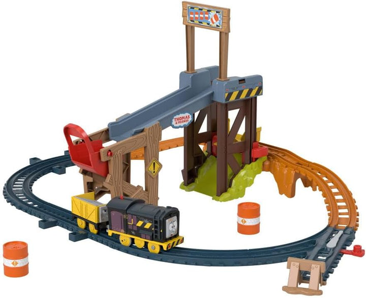 Motorized Toy Train Set Diesel’S Lift & Load Construction with Track & Cargo for Preschool Kids Ages 3+ Years