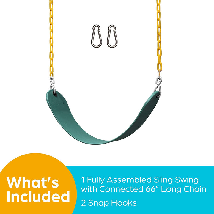 Swing for Outdoor Swing Set - Pack of 1 Swing Seat Replacement Kit with Heavy Duty Chains - Backyard Swingset Playground Accessories for Kids (Green)