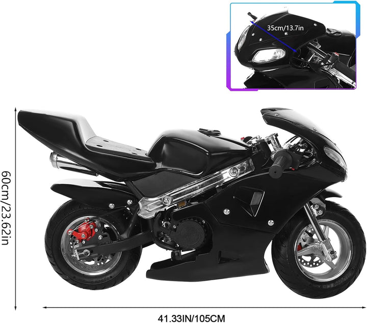 50Cc Kids Dirt Bike,Mini Dirt Bike Gas Powered,Off Road Mini Motorcycle with Front Rear Disc Brakes,Pull Start,2-Stroke Pit Bikes Pocket Motorbike for Kid 8-14,Pocket Bikes for Child Teens B