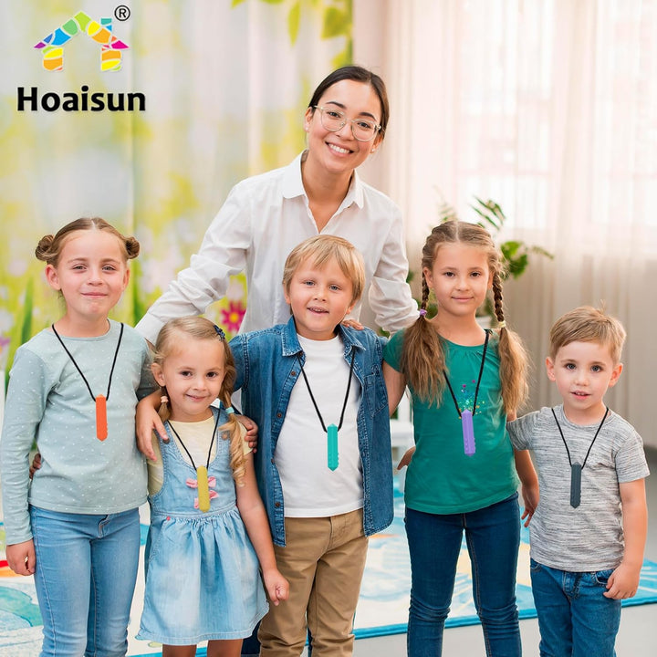 Chew Necklaces for Sensory Kids, 8 Pack Chewy Necklace Sensory Toys for Kids with Autism, ADHD, SPD, Biting, Silicone Teething Necklace Oral Chew Toys for Adults Reduce Chewing Anxiety Fidget