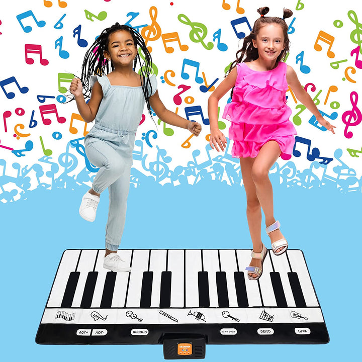 6 Ft. Floor Piano Mat for Toddlers - 24 Keys Piano Play Mat for Kids - Keyboard Playmat Has Record, Playback, Demo, Play, Adjustable Vol. - Best Piano Gift for Boys & Girls