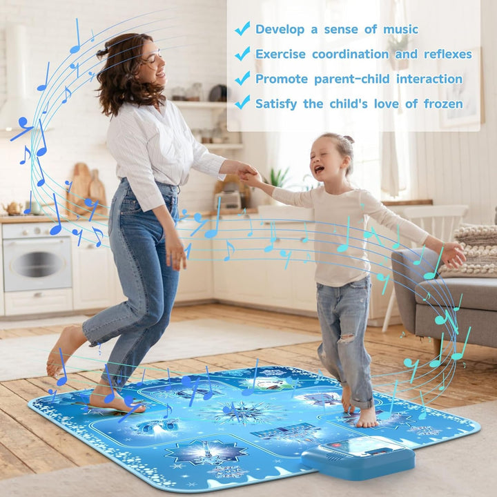 Dance Mat - Frozen Toys for Girls Electronic Dance Pad with 5 Game Modes, Built-In Music, Touch Sensitive Light up LED Kids Musical Mat, Christmas & Birthday Gift for Girls 3-12