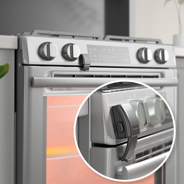 1 Pack Updated Oven Front Lock,Childproof Oven Door Lock, Easy to Install & Use Durable and Heat-Resistant Material No Tools Need or Drill(Black)
