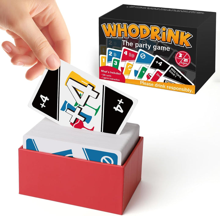 Whodrink-Drinking Card Games for Adults,Bachelorette Party Games, Drunk Couple Games for Date Night, Family Girls Night 136 Flashcards, Age 21+
