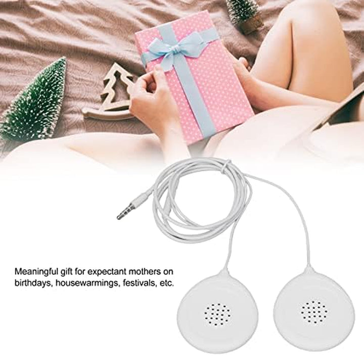 Baby Bump Headphones, Prenatal Belly Speakers for Women during Pregnancy, 12 Sticker Pregnancy Headphone for Women Mother, White