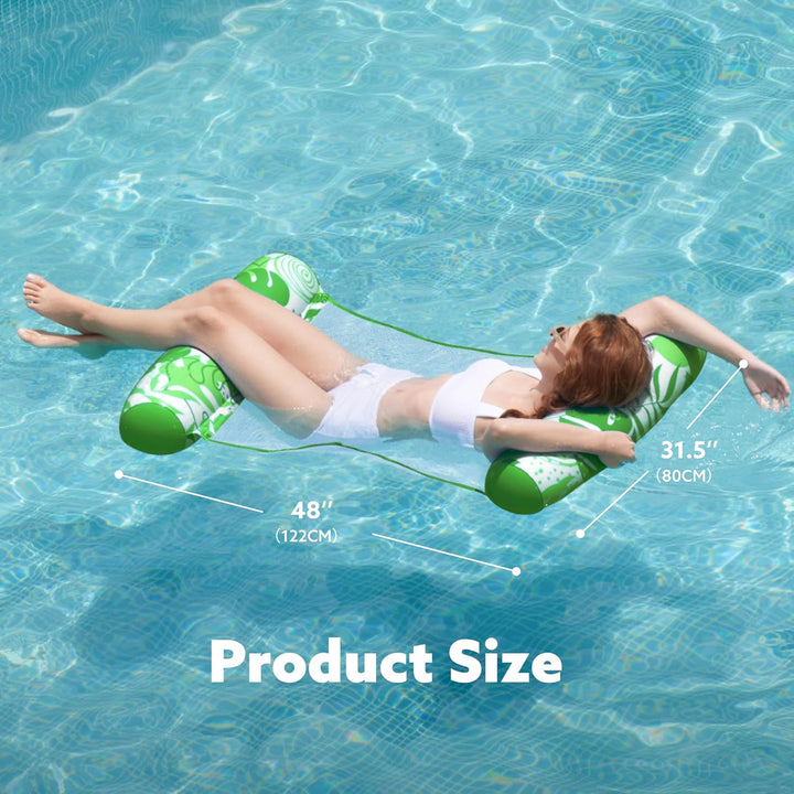 2 Packs Hammock Pool Floats Adults, 4-In-1 Multi-Purpose Inflatable Pool Floats PVC Water Hammock Lounge Floaties