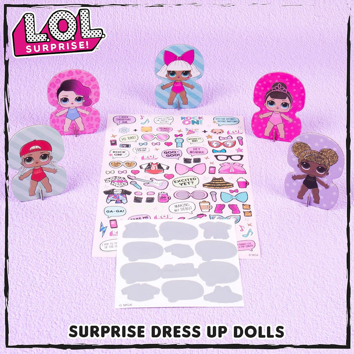 LOL Surprise! Fashion Dress up Dolls by .Create DIY Themes & Patterns.Activity Kit Includes5 Paper Dolls, 1 Repositionable Sticker, Scratch Art, Easy to Follow Instructions & More.