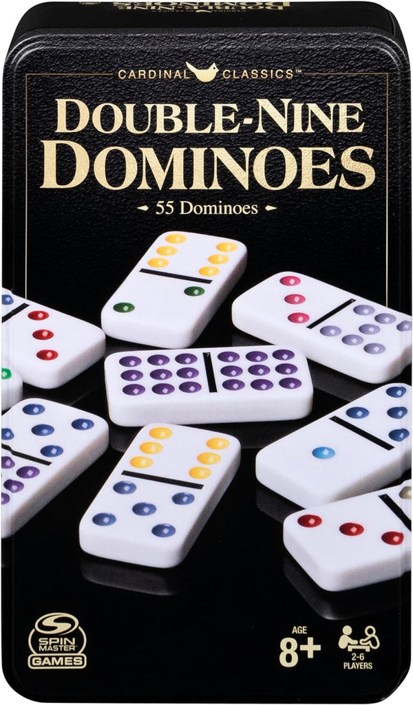 , Cardinal Classics Double Nine Dominoes Set in Storage Tin, Dominoes for Kids & Adults, Classic Game, 2-6 Players, for Ages 8 & Up