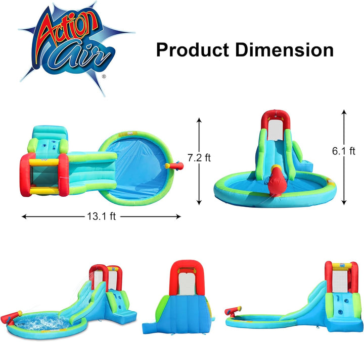 Inflatable Waterslide, Bounce House with Slide for Wet and Dry, Kids Backyard Waterpark for Summer Fun, Water Gun & Splash Pool for Age 3-8, Love for Kids