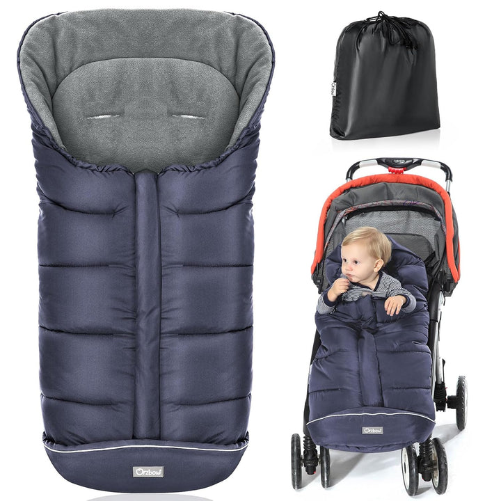 Universal Footmuff for Stroller, Winter Warm Baby Stroller Bunting Bag, Waterproof Windproof Warm Polar Fleece Lined for Toddler Stroller Sleeping Bag, Black
