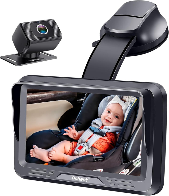 Baby Car Camera HD 1080P - Rear-Facing Infant Monitor with Night Vision Car Camera for Baby 150° Wide-Angle Lens Anti-Glare Screen Easy Install 360° Adjustable Display