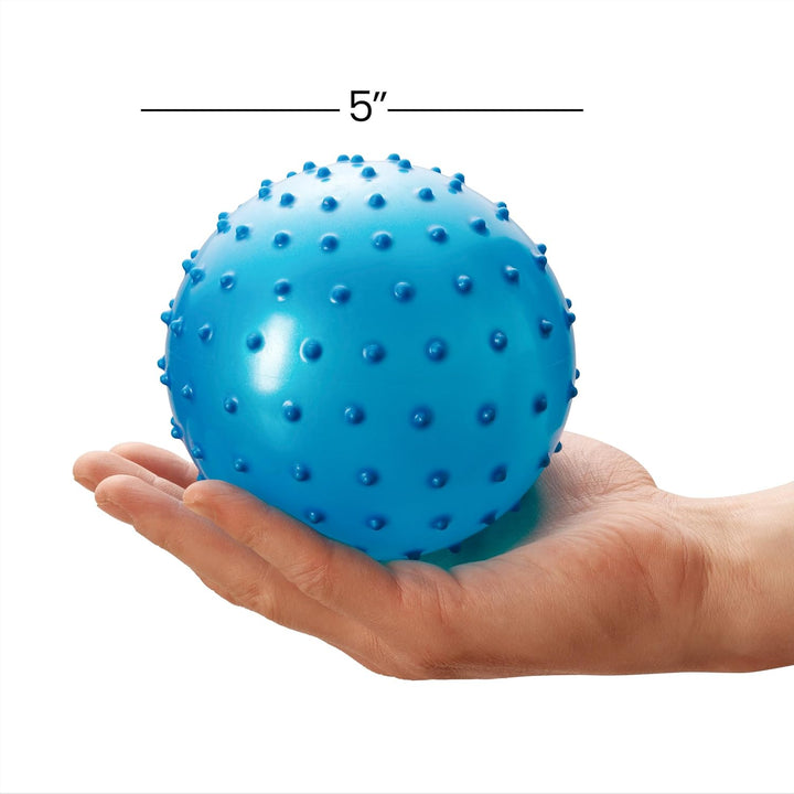 Mini Knobby Balls - (Pack of 12) Bulk 5 Inch Sensory Balls and Spiky Massage Stress Balls with Pump, Fun Bouncy Ball Party Favors