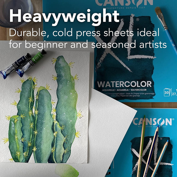 XL Series Watercolor Pad, Heavyweight White Paper, Foldover Binding, 30 Sheets, 9X12 Inch
