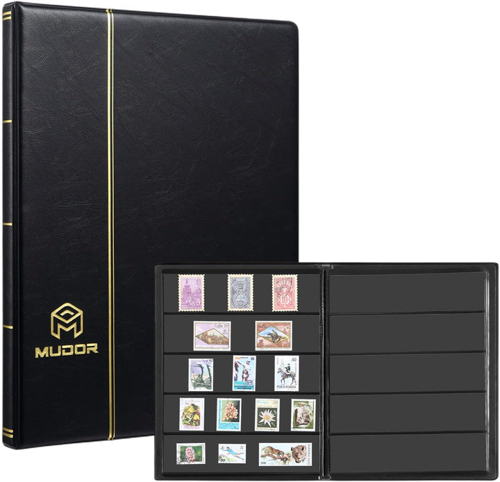 Stamp Collecting Album, 7 Rows Pockets Stamp Book for Collectors, 10 Sheets Stamp Stockbook