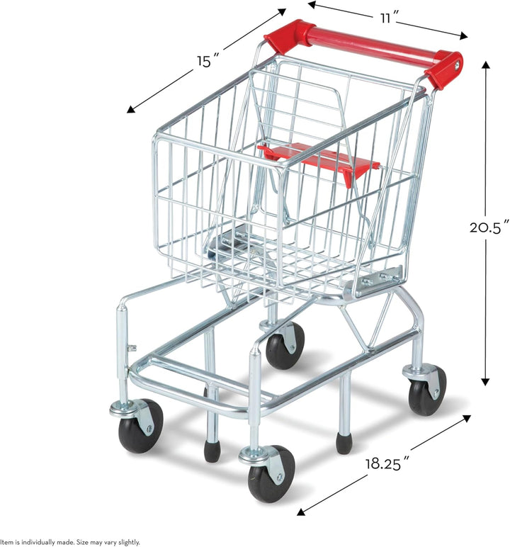 Toy Shopping Cart with Sturdy Metal Frame Toddler Shopping Cart, Pretend Grocery Supermarket, Pretend Play for Kids Ages 3+
