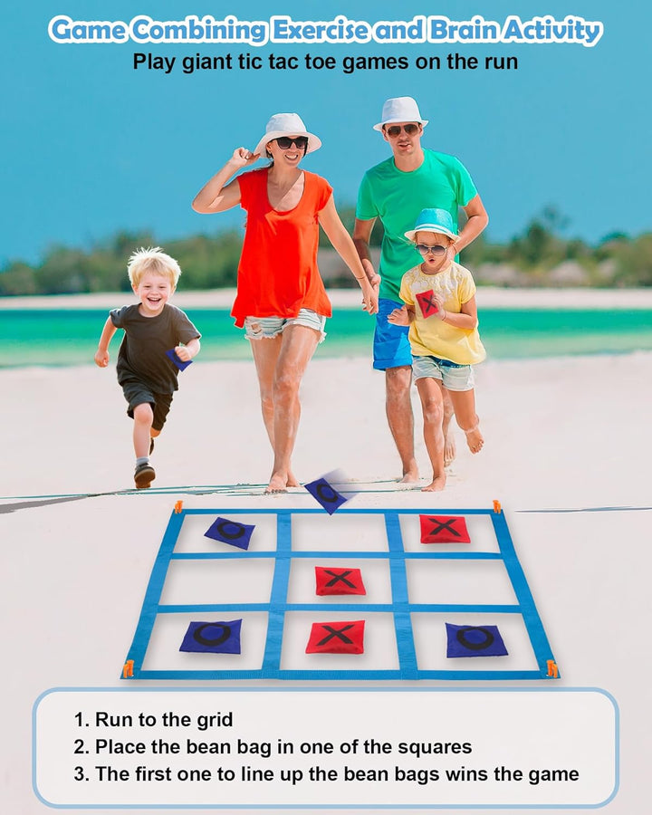 Outdoor Giant Tic Tac Toe Games for Kids Adults and Family, Large Carnival Yard Lawn Bean Bag Toss Game outside Field Day Birthday Party Backyard Easter Fall Festival Beach Fun Games