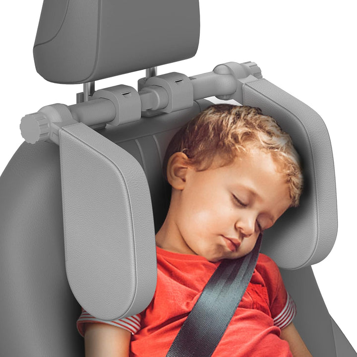 Adjustable Car Headrest Pillow, Road Pal Headrest, U-Shaped Travel Sleeping Pillow for Kids & Adults, Head Neck Support Only Suitable for Car Seat Headrest with Poles, Black