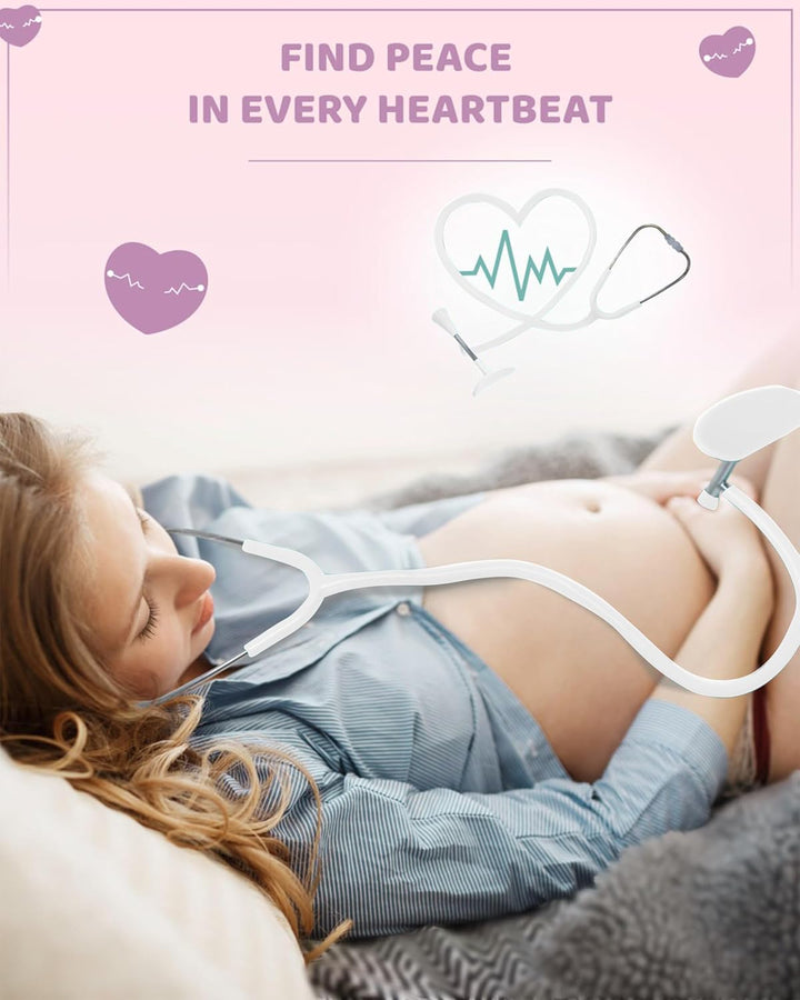 -Fetal Heartbeat Monitor, Fetoscope Heart Beat Monitors for Pregnancy Detection - 24 Weeks, Baby Heartbeat Monitor Pregnancy, at Home Fetal Heartbeat Monitor with the Stethoscope (White)
