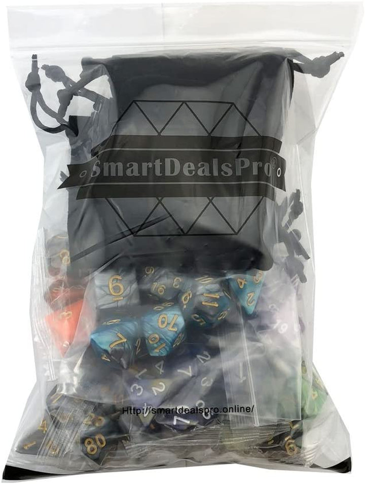 5 X 7-Die Double-Colors Polyhedral Dice Sets with Pouches for D&D DND RPG MTG Dungeon and Dragons Table Board Roll Playing Games D4 D6 D8 D10 D% D12 D20