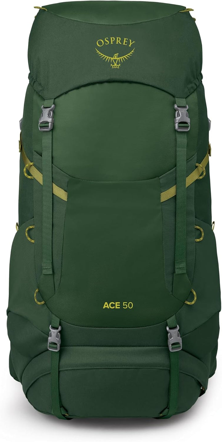 Ace 50L Kids' Backpacking Backpack, Green Canopy