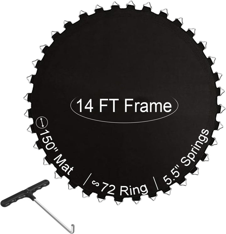 12FT 14FT 15FT Trampoline Mat Replacement, Fits 5.5" Springs 72 80 V-Hooks round Trampoline Frame,Premium Trampoline Jumping Mat (Excluding Frame and Spring)